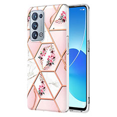 Silicone Candy Rubber Gel Fashionable Pattern Soft Case Cover Y02B for Oppo Reno6 Pro 5G Pink