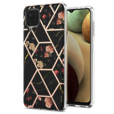 Silicone Candy Rubber Gel Fashionable Pattern Soft Case Cover Y02B for Samsung Galaxy F12 Black