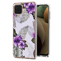 Silicone Candy Rubber Gel Fashionable Pattern Soft Case Cover Y03B for Samsung Galaxy A12 Purple