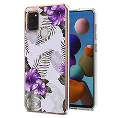 Silicone Candy Rubber Gel Fashionable Pattern Soft Case Cover Y03B for Samsung Galaxy A21s Purple