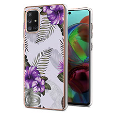 Silicone Candy Rubber Gel Fashionable Pattern Soft Case Cover Y03B for Samsung Galaxy A71 4G A715 Purple