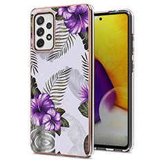 Silicone Candy Rubber Gel Fashionable Pattern Soft Case Cover Y03B for Samsung Galaxy A72 5G Purple