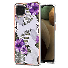 Silicone Candy Rubber Gel Fashionable Pattern Soft Case Cover Y03B for Samsung Galaxy M12 Purple