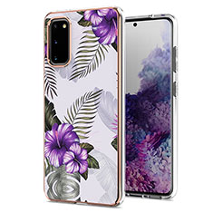Silicone Candy Rubber Gel Fashionable Pattern Soft Case Cover Y03B for Samsung Galaxy S20 5G Purple