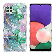 Silicone Candy Rubber Gel Fashionable Pattern Soft Case Cover Y04B for Samsung Galaxy A22 5G Green