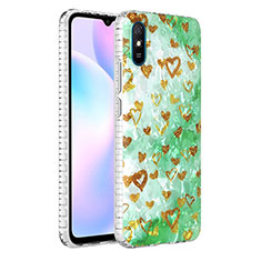 Silicone Candy Rubber Gel Fashionable Pattern Soft Case Cover Y04B for Xiaomi Redmi 9A Green