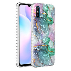 Silicone Candy Rubber Gel Fashionable Pattern Soft Case Cover Y04B for Xiaomi Redmi 9A Midnight Green
