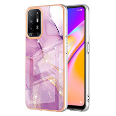 Silicone Candy Rubber Gel Fashionable Pattern Soft Case Cover Y05B for Oppo Reno5 Z 5G Clove Purple