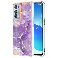Silicone Candy Rubber Gel Fashionable Pattern Soft Case Cover Y05B for Oppo Reno6 Pro 5G Purple