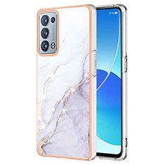 Silicone Candy Rubber Gel Fashionable Pattern Soft Case Cover Y05B for Oppo Reno6 Pro 5G White