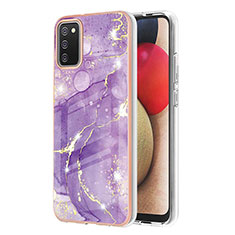 Silicone Candy Rubber Gel Fashionable Pattern Soft Case Cover Y05B for Samsung Galaxy A02s Purple