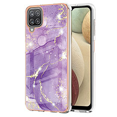 Silicone Candy Rubber Gel Fashionable Pattern Soft Case Cover Y05B for Samsung Galaxy A12 5G Purple