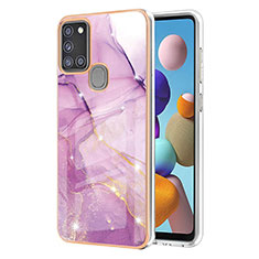 Silicone Candy Rubber Gel Fashionable Pattern Soft Case Cover Y05B for Samsung Galaxy A21s Clove Purple