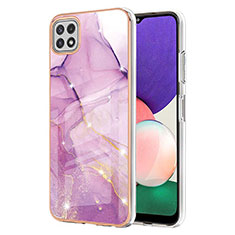 Silicone Candy Rubber Gel Fashionable Pattern Soft Case Cover Y05B for Samsung Galaxy A22 5G Clove Purple