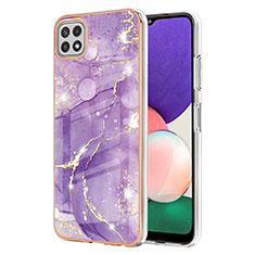 Silicone Candy Rubber Gel Fashionable Pattern Soft Case Cover Y05B for Samsung Galaxy A22 5G Purple