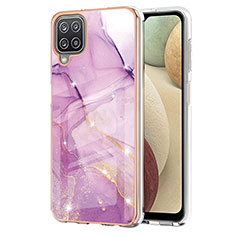 Silicone Candy Rubber Gel Fashionable Pattern Soft Case Cover Y05B for Samsung Galaxy F12 Clove Purple