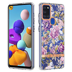 Silicone Candy Rubber Gel Fashionable Pattern Soft Case Cover Y06B for Samsung Galaxy A21s Clove Purple
