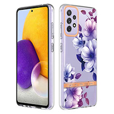 Silicone Candy Rubber Gel Fashionable Pattern Soft Case Cover Y06B for Samsung Galaxy A72 5G Purple