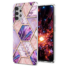 Silicone Candy Rubber Gel Fashionable Pattern Soft Case Cover Y07B for Samsung Galaxy M32 5G Clove Purple