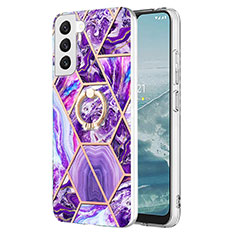 Silicone Candy Rubber Gel Fashionable Pattern Soft Case Cover Y13B for Samsung Galaxy S21 5G Purple