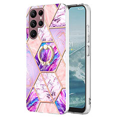 Silicone Candy Rubber Gel Fashionable Pattern Soft Case Cover Y13B for Samsung Galaxy S21 Ultra 5G Clove Purple