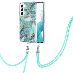 Silicone Candy Rubber Gel Fashionable Pattern Soft Case Cover Y18B for Samsung Galaxy S21 5G Cyan