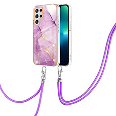 Silicone Candy Rubber Gel Fashionable Pattern Soft Case Cover Y21B for Samsung Galaxy S21 Ultra 5G Clove Purple
