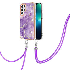 Silicone Candy Rubber Gel Fashionable Pattern Soft Case Cover Y21B for Samsung Galaxy S21 Ultra 5G Purple