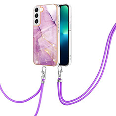 Silicone Candy Rubber Gel Fashionable Pattern Soft Case Cover Y21B for Samsung Galaxy S22 5G Clove Purple