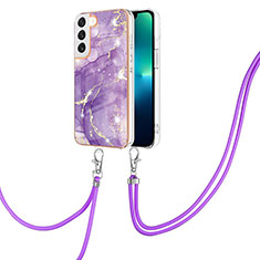 Silicone Candy Rubber Gel Fashionable Pattern Soft Case Cover Y21B for Samsung Galaxy S22 5G Purple