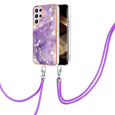 Silicone Candy Rubber Gel Fashionable Pattern Soft Case Cover Y21B for Samsung Galaxy S24 Ultra 5G Purple