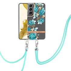 Silicone Candy Rubber Gel Fashionable Pattern Soft Case Cover Y22B for Samsung Galaxy S21 FE 5G Cyan