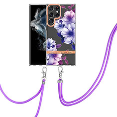 Silicone Candy Rubber Gel Fashionable Pattern Soft Case Cover Y22B for Samsung Galaxy S21 Ultra 5G Purple