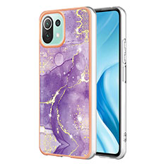 Silicone Candy Rubber Gel Fashionable Pattern Soft Case Cover YB1 for Xiaomi Mi 11 Lite 4G Purple