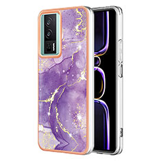 Silicone Candy Rubber Gel Fashionable Pattern Soft Case Cover YB1 for Xiaomi Poco F5 Pro 5G Purple