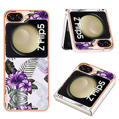 Silicone Candy Rubber Gel Fashionable Pattern Soft Case Cover YB4 for Samsung Galaxy Z Flip5 5G Purple
