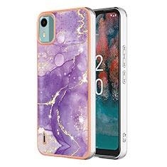 Silicone Candy Rubber Gel Fashionable Pattern Soft Case Cover YB5 for Nokia C12 Purple