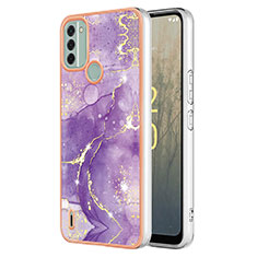 Silicone Candy Rubber Gel Fashionable Pattern Soft Case Cover YB5 for Nokia C31 Purple