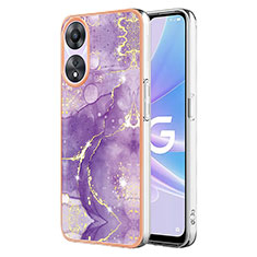 Silicone Candy Rubber Gel Fashionable Pattern Soft Case Cover YB5 for Oppo A58 5G Purple
