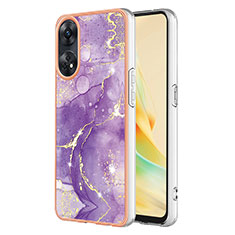 Silicone Candy Rubber Gel Fashionable Pattern Soft Case Cover YB5 for Oppo Reno8 T 4G Purple