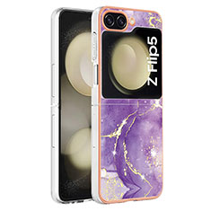 Silicone Candy Rubber Gel Fashionable Pattern Soft Case Cover YB5 for Samsung Galaxy Z Flip5 5G Purple