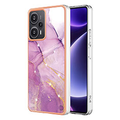 Silicone Candy Rubber Gel Fashionable Pattern Soft Case Cover YB5 for Xiaomi Poco F5 5G Clove Purple