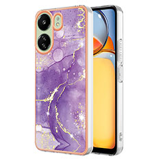 Silicone Candy Rubber Gel Fashionable Pattern Soft Case Cover YB5 for Xiaomi Redmi 13C Purple
