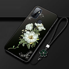 Silicone Candy Rubber Gel Flowers Soft Case Cover A01 for Oppo A33 Black