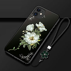 Silicone Candy Rubber Gel Flowers Soft Case Cover for Apple iPhone 12 Mini Black