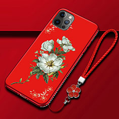 Silicone Candy Rubber Gel Flowers Soft Case Cover for Apple iPhone 12 Pro Max Red