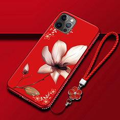 Silicone Candy Rubber Gel Flowers Soft Case Cover for Apple iPhone 12 Pro Red Wine