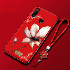 Silicone Candy Rubber Gel Flowers Soft Case Cover for Huawei Enjoy 9s Red