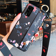 Silicone Candy Rubber Gel Flowers Soft Case Cover for Huawei Honor Play4T Pro Black