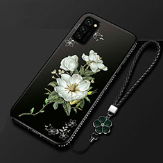 Silicone Candy Rubber Gel Flowers Soft Case Cover for Huawei Honor V30 5G Black